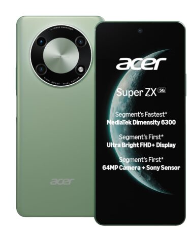 Acer Super ZX 5G (Cosmic Green, 8GB RAM, 128GB Storage) | 120 Hz FHD+ Display | 5000 mAh Ultra-Thin Battery | Dimensity 6300 5G Processor | Sony 64MP AI Camera