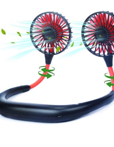 Neck Fan – Portable Wearable Fan with 360° Airflow, USB Rechargeable, 3 Speeds, Quiet & Hands-Free Cooling – Personal Fan for Travel, Outdoors, Home, Office & Sports (Multicolour)