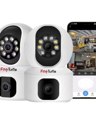 Fire turtle 5+5MP Smart Wi-Fi CCTV Camera with 360° Pan & Tilt, Color Night Vision up to 20M, Human Motion Detection, Smart Tracking & Two-Way Audio Micro SD Card Upto 128GB (2Table Camera)