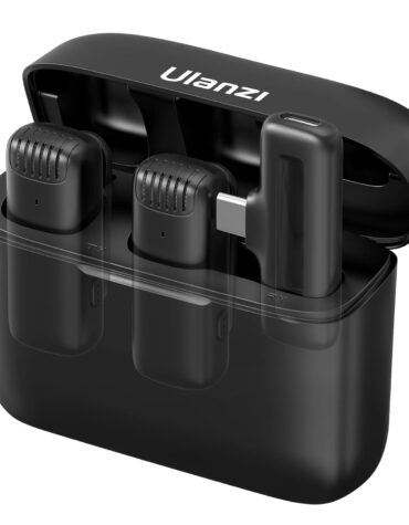ULANZI J12 Wireless Lavalier Omnidirectional Microphone for USB C Phone, 2-in-1 Plug-Play Mic with Charging Case for Phone Video Recording Interview Youtubers Vloggers, 65ft Transmission Range (Black)