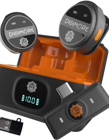 DIGIMORE Wireless Microphone for Youtubers | Collar Mic for iPhones/Type-C | 48KHz/24Bit | 164ft Long Range | ANC Mode | 48Hrs Battery for Video Recording, Podcast, Streaming (D-460)