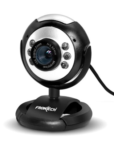FRONTECH Digital Webcam with Built-in Mic & LED Lights, 30 FPS, Plug and Play USB Interface, Auto White Balance, for Video Calling, Live Streaming, Online Classes, Laptop/PC/TV (2251, Black)